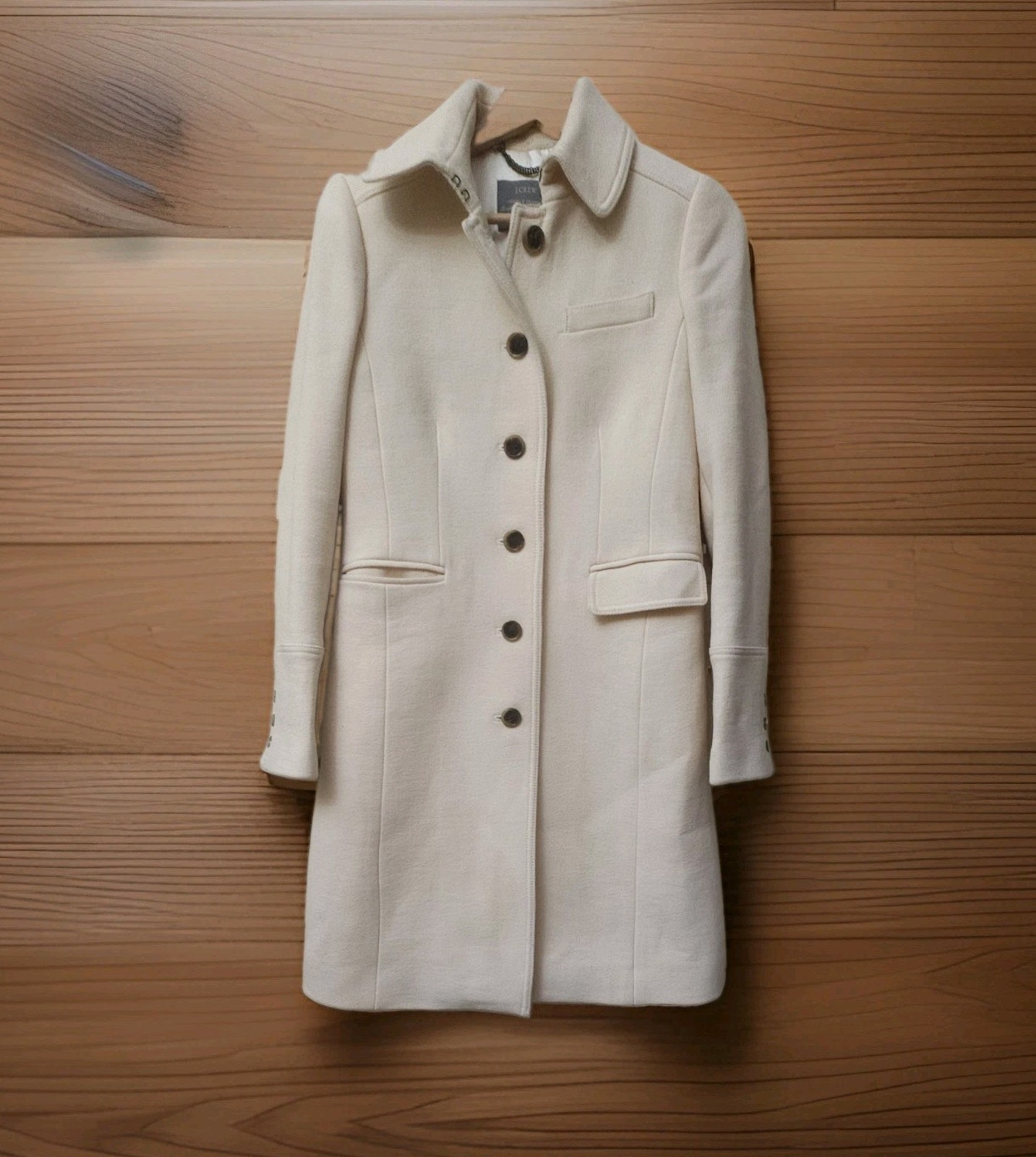 J. Crew Women's Wool Double Cloth Biege Cream Coat Sz 0